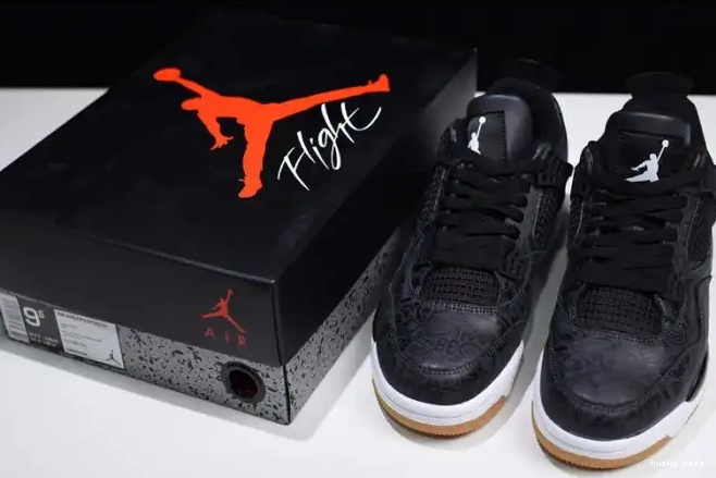 Rep Husky Air Retro 4 Jordan Laser CI1184-001 Black 0217